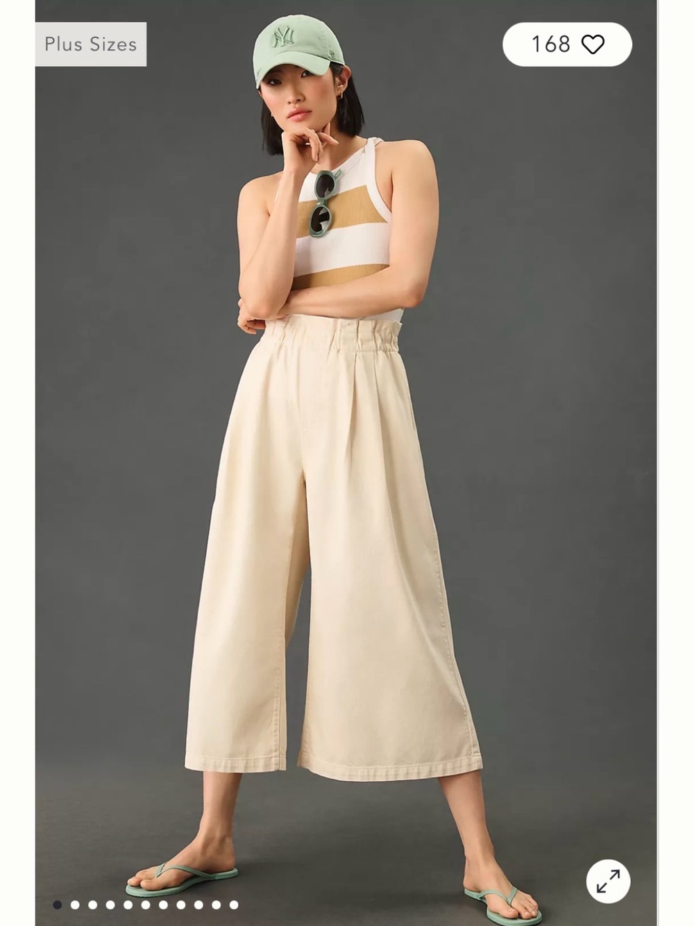 Anthropologie Pilcro Womens High Rise Wide Leg Cropped Paper Bag Jeans Beige XS